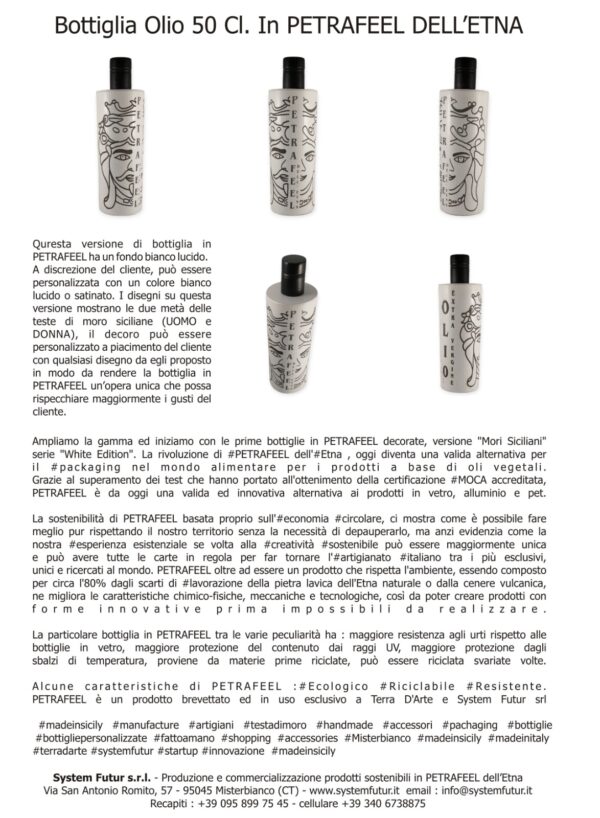 Bottiglia Bombata per Olio - PETRAFEEL dell'Etna - Basalt Black Edition - immagine 3